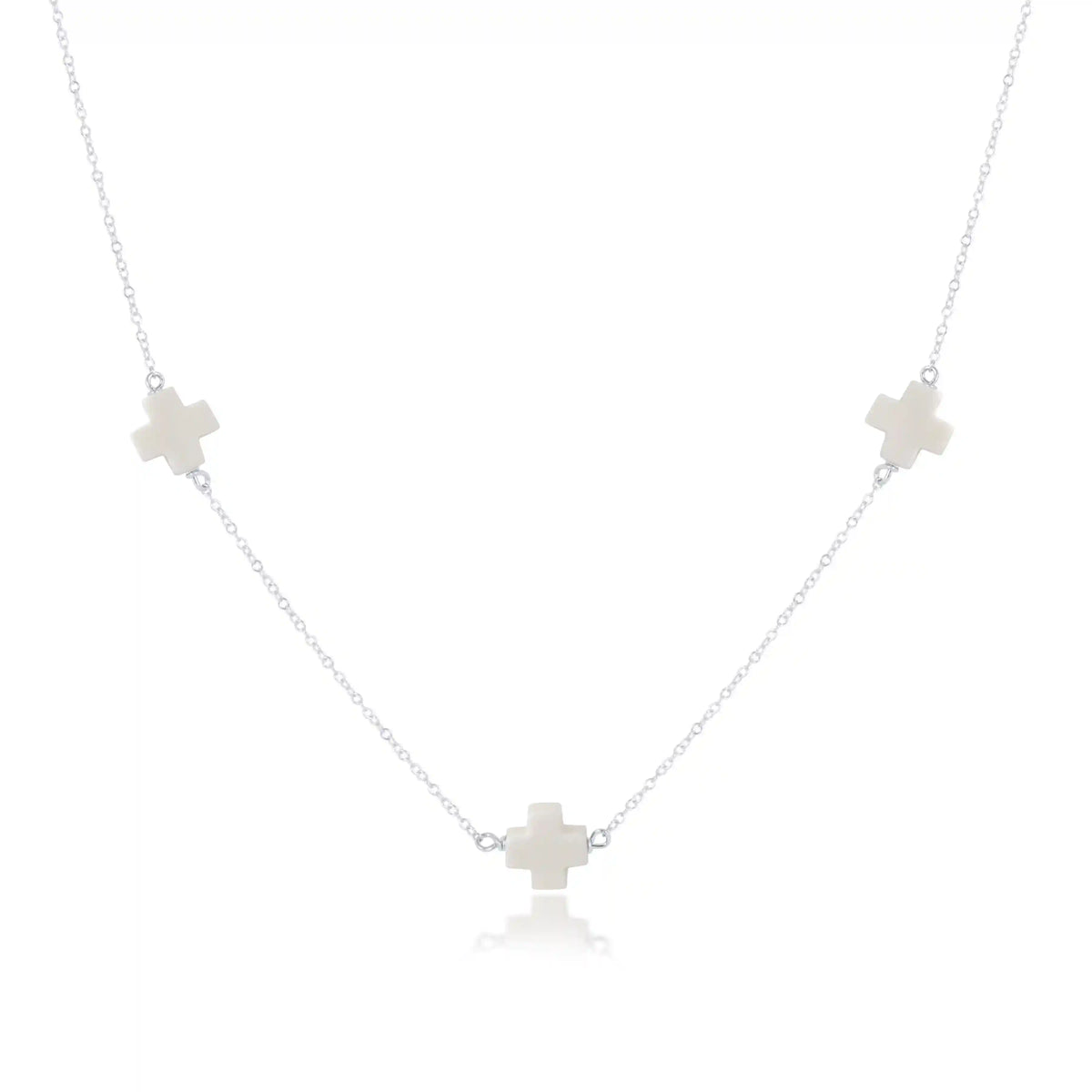 Choker Simplicity Chain Sterling - Signature Cross Off-White