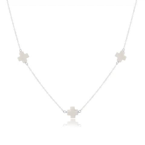 Choker Simplicity Chain Sterling - Signature Cross Off-White