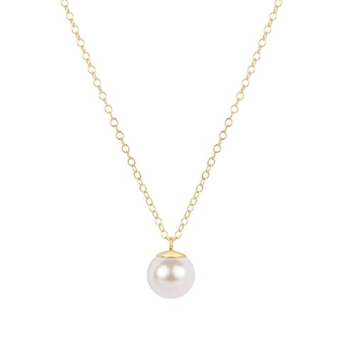 16" Necklace Gold - Classic Pearl 10mm Charm