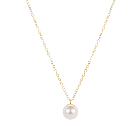 16" Necklace Gold - Classic Pearl 8mm Charm