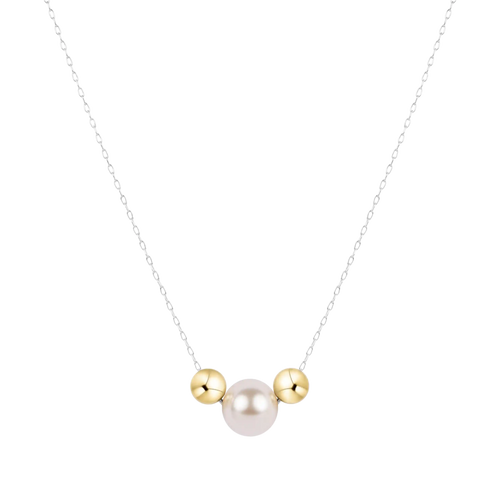 16" Necklace Mixed Metal - Purpose Gold Pearl