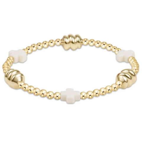 Signature Cross Off-White & Admire Gold 3mm Gold Bracelet