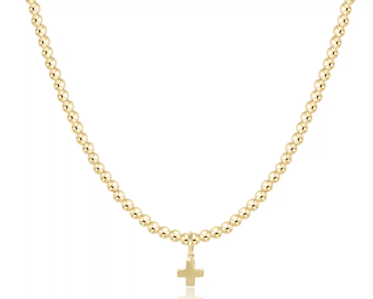 Choker Beaded - Classic Gold 3mm - Signature Cross Gold Charm
