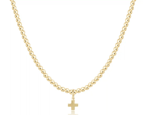 Choker Beaded - Classic Gold 3mm - Signature Cross Gold Charm