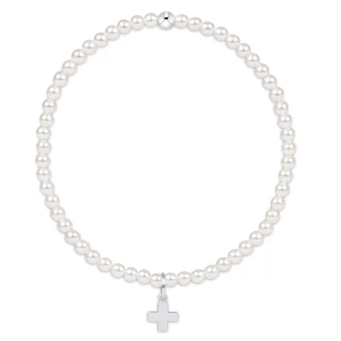 Classic Pearl 3mm Bracelet - Signature Cross Sterling Charm