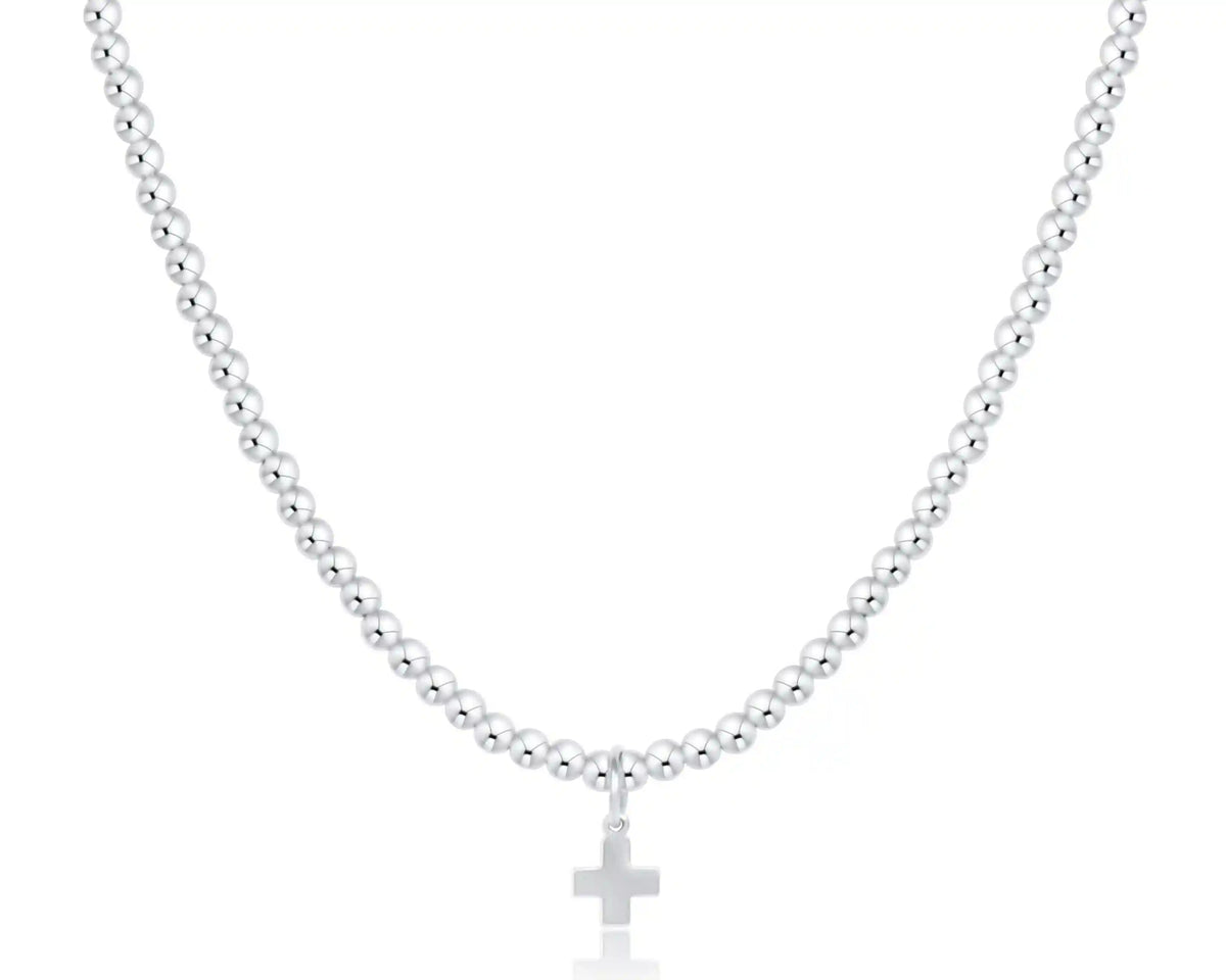 Choker Classic Sterling 3mm Bead - Signature Cross Sterling Charm